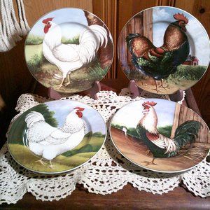 Set Of 4 Rooster Salad Plates David Carter Brown Collection